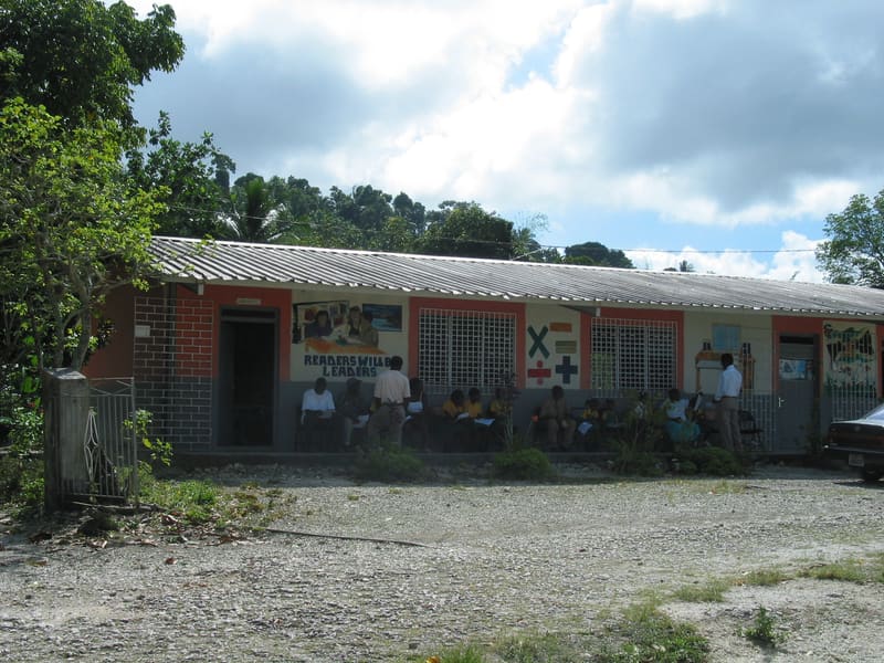 Rural school building on a volunteer dental trip