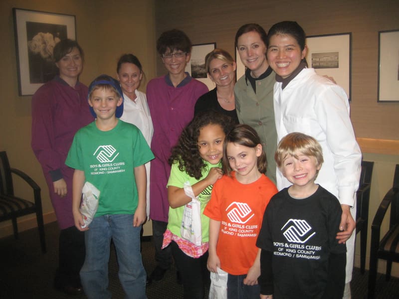 Dental team with children at a Boys & Girls Club visit