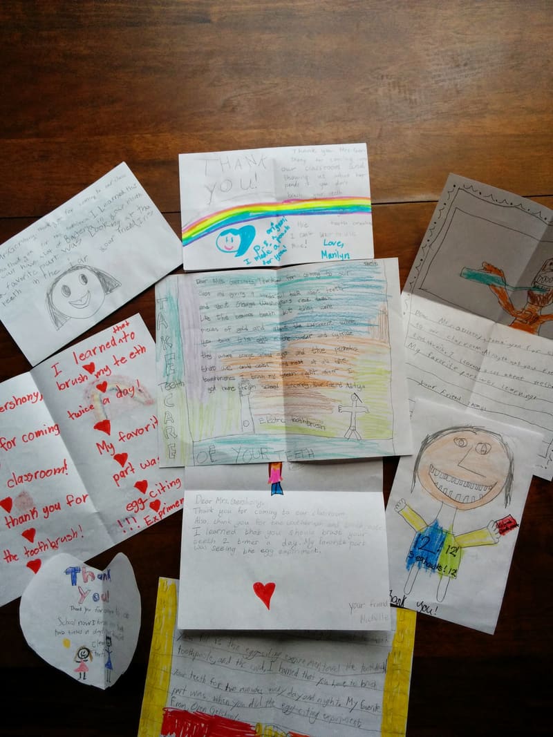 Handmade thank-you cards from children